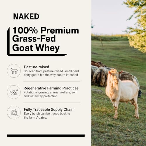 NAKED Goat - Pasture Fed Goat Whey Protein Powder from Small-Herd Wisconsin Dairies, 2Lb Bulk, GMO Free, Soy Free. Easy to Digest - All Natural - 23 Grams of Protein - 30 Servings