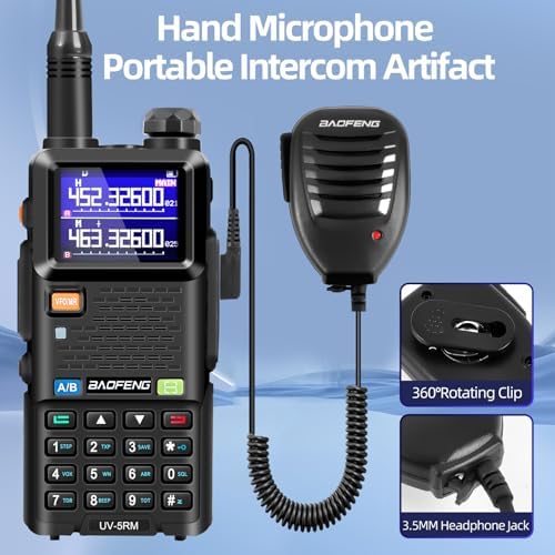 BAOFENG UV-5RM 10W Handheld Ham Radio Long-Range Portable 2 Way Radio 2Pack | Speaker Mic, Type-C Charging, Programming Cable, Earpiece, Long Antenna