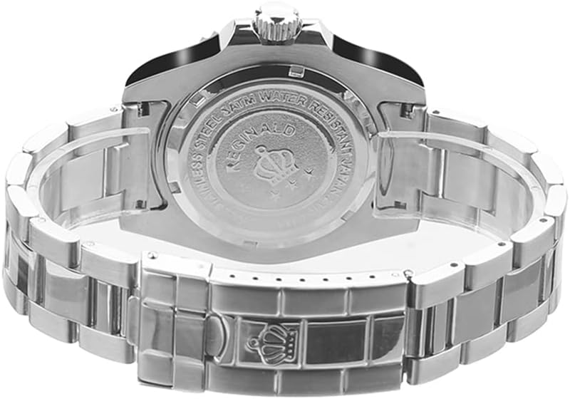 FANMIS Mens Luxury Watches Rotatable Bezel Sapphire Glass Luminous Hand Quartz Silver Tone Stainless Steel Watch