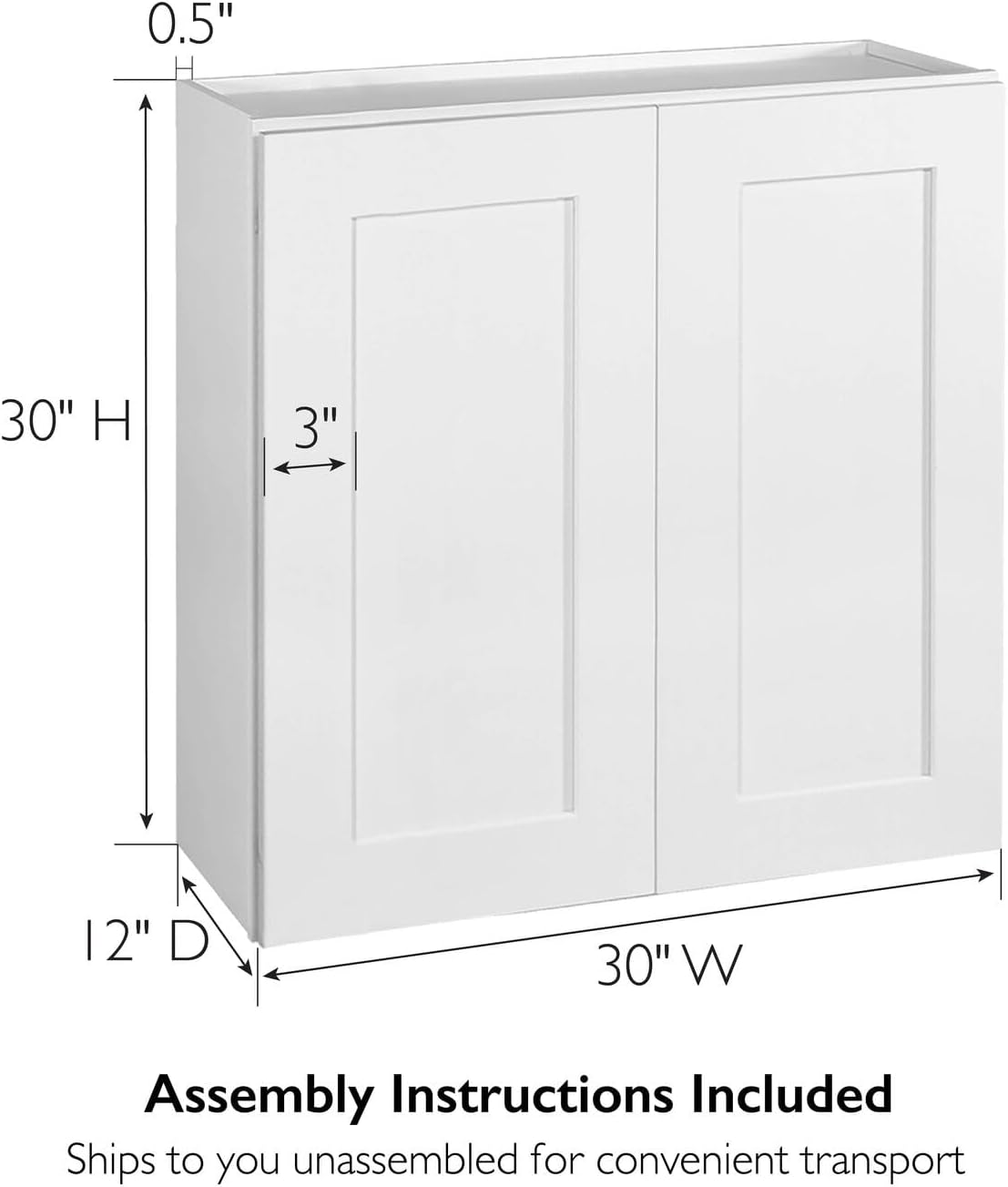 Design House Brookings Kitchen Wall Cabinet, 24", White | Adjustable Shelves, Adjustable Hinges, Wall Mount, Contemporary/Modern, Wood, Kitchen, 561571