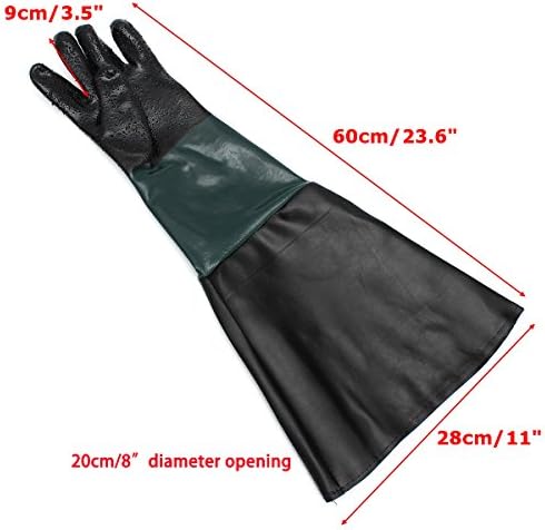 23.6" Rubber Sandblast Cabinet Gloves,Sandblasting Sand Blaster Gloves for Sandblaster Blast Abrasive Cabinet