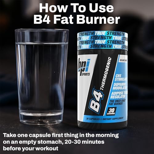 BPI Sports B4 – Extra Strength Natural Fat Burner for Women & Men – Keto-Friendly Fat Burner Capsules, Weight Loss & Appetite Control -Caffeine
