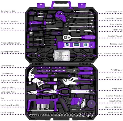 DEKOPRO 228 Piece Socket Wrench Auto Repair Tool Combination Package Mixed Tool Set Hand Tool Kit with Plastic Toolbox Storage Case