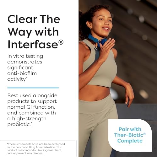 Klaire Labs SFI Health Ther-Biotic Interfase Plus, 120 Capsules | Anti Biofilm Enzymes with EDTA to Support Gut Flora, Toxin Cleanse & Full Body Detox, Promote Biofilm Matrix Disruption
