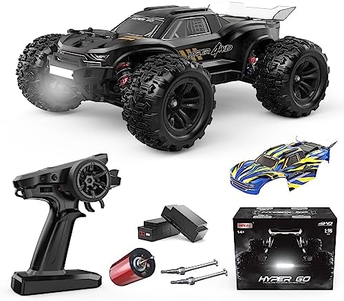 HYPER GO H16BM 1/16 RTR Brushless High Speed Electric 4X4 Off-Road Fast RC Car, Max 42mph, RC Truck, Remote Control, 2 Lipo Batteries for Adult