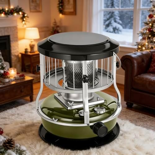 Kerosene Heater for Indoor & Outdoor Use, Portable 9000 BTU Non Electric Kerosene Stove with Oil Gauge, Cordless Space Heater for Home, Camping, Cooking and Heating Black