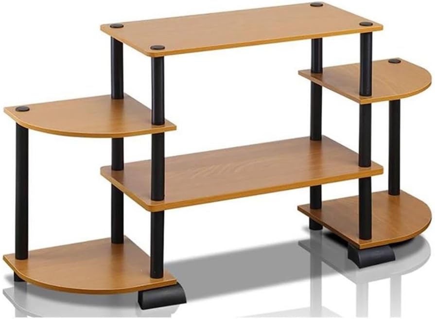 Furinno Turn-N-Tube Rounded Corner TV Entertainment Center, Light Cherry/Black