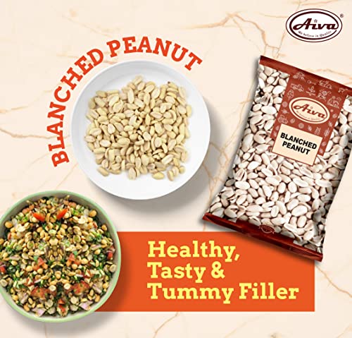 Aiva Blanched Peanuts Skinless, Blanched Raw, Uncooked Gourmet Quality Nut USA Grown 5 LB