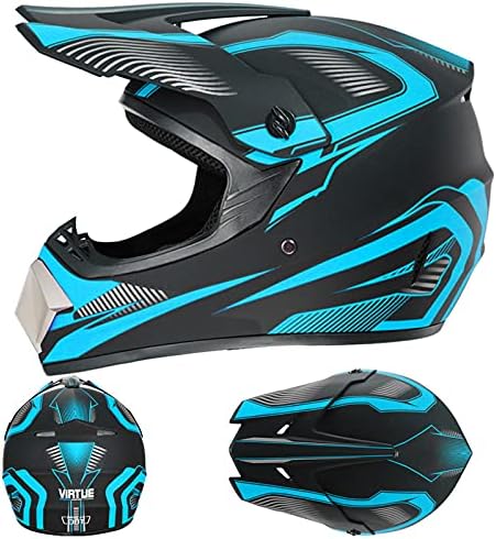 Motocross Offroad Helmet Dirt Bike Helmet BMX MX ATV Helmet Full Face Motorcycle Helmet with Gloves Goggles Mask for Unisex Adult Youth DOT/FMVSS