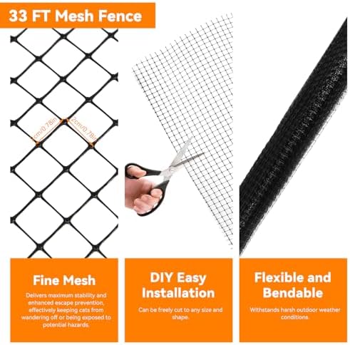 Cat Fence Retrofit System Curved Fence Extenders Anti-Climb Jump Outdoor Barrier Galvanized Steel Toppers & Poly Mesh Containment Barrier for Wood