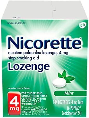 Nicorette Nicotine Lozenges to Stop Smoking, 4 mg, Mint Flavor - 144 Count