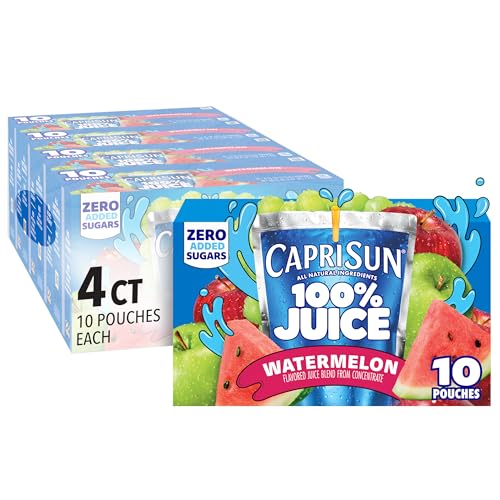 Capri Sun 100% Juice from Concentrate, 10 Pouches Apple Juice, 6 fl oz | for School Lunches and On-the-Go Hydration, All Natural Ingredients, No Artificial Colors, Flavors Or Preservatives