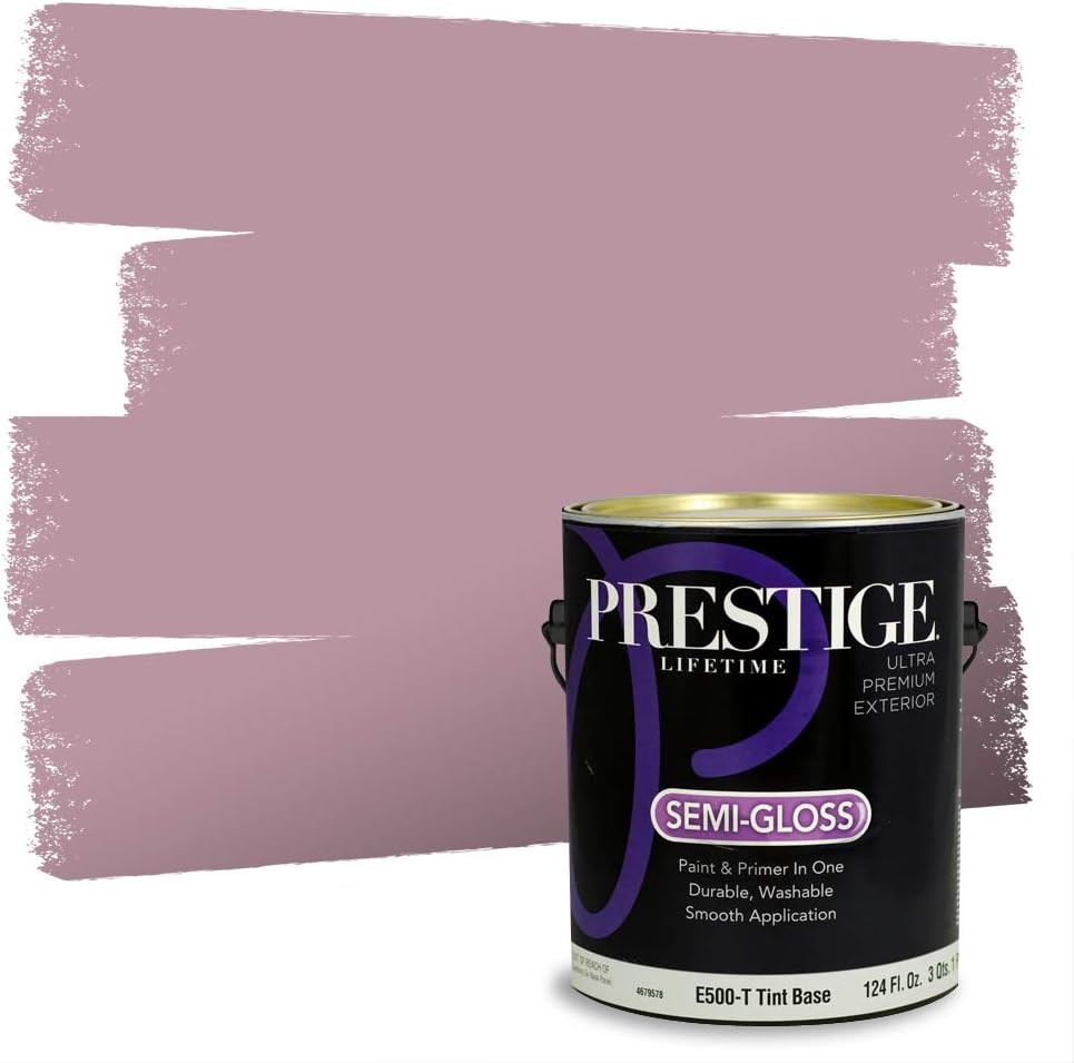 PRESTIGE E500-P-SW6303 Exterior Paint and Primer in One, 1-Gallon, Semi-Gloss, Comparable Match of Sherwin Williams Rose Colored, 1 Gallon, SW17-Rose
