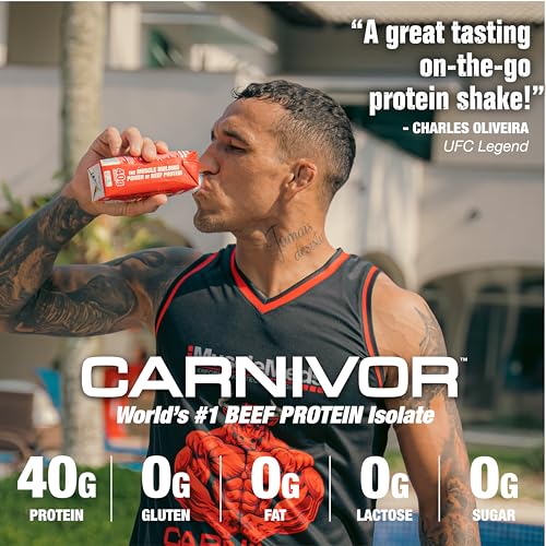 MuscleMeds Carnivor RTD, Ready to Drink Protein, Lactose Free, Sugar Free, 40g Isolate Protein, Muscle Building, Recovery, Chocolate, 16.9 Fl Oz (Pack of 12)