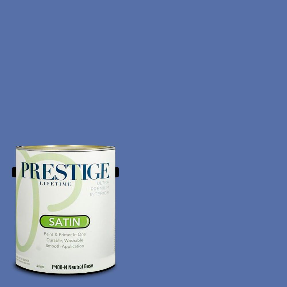 PRESTIGE Paints Exterior Paint and Primer In One, 1-Gallon, Semi-Gloss, Comparable Match of Behr* Intercoastal Gray*
