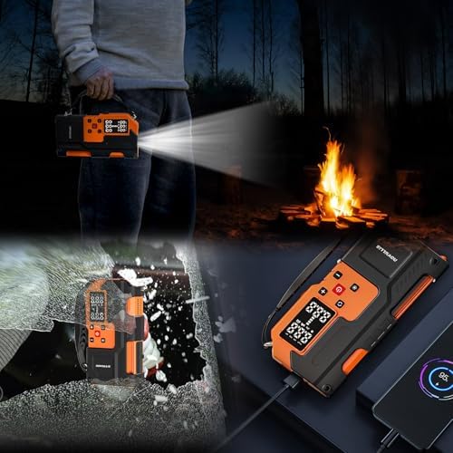4000A 14.8V Car Battery Jump Starter with 150PSI Air Compressor | Auto-Off Portable Tire Inflator Jump Box (10L Gas/10L Diesel) Power Bank SOS LED