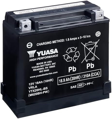 Yuasa YUAM620BH-PW YTX20HL-BS-PW Maintenance Free H Series AGM Battery with Acid pack