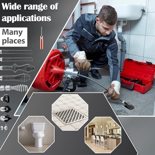 10Pcs Drain Snake Drill Attachment Set for K-400 C-4 C-6, Drain Auger Cutter Kit, High Carbon Steel Drain Cable Cutter and Auger Set for Clog Removal