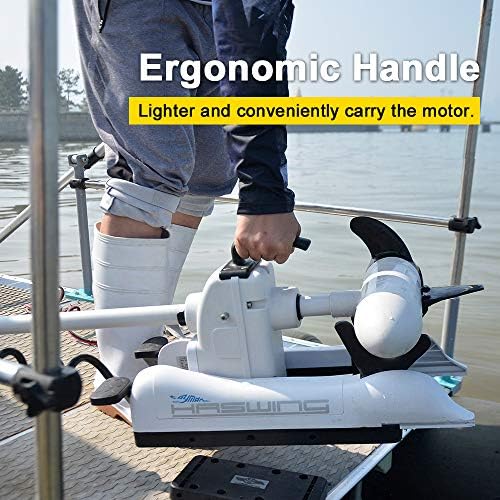 AQUOS Haswing Bow Mount Trolling Motor 12V 55lbs 48in with Wireless Remote | Fresh & Saltwater Ready, 164ft Wireless Remote Range, Black, Fits Boats up to 19ft, Req 13.7 x 8" Flat Mount Surface