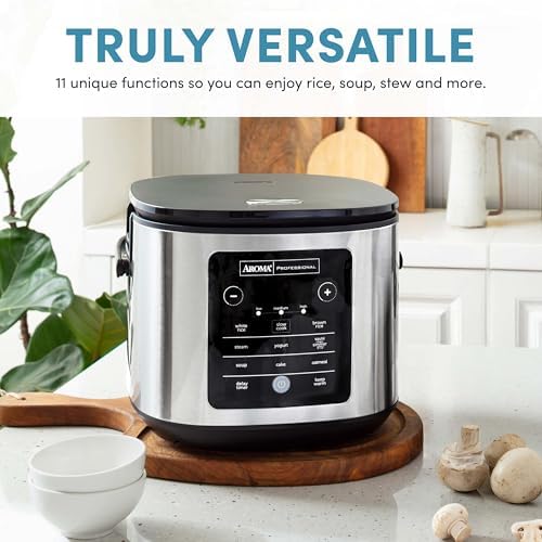 AROMA Digital Rice Cooker, 4-Cup (Uncooked) / 8-Cup (Cooked), Steamer, Grain Cooker, Multicooker, 2 Qt, Stainless Steel Exterior, ARC-914SBD
