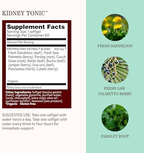 Herbs Etc. Kidney Tonic Softgels - Herbal Supplement for Healthy Kidney Function - Dandelion