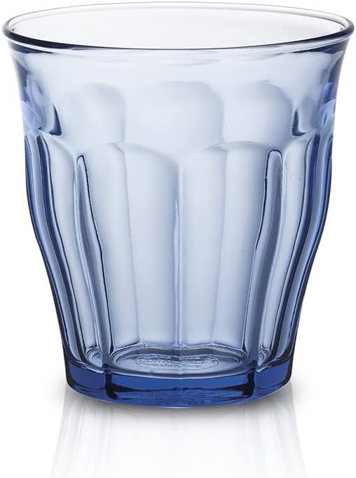 Duralex Made in France Prisme Marine Glass Tumbler Drinking Glasses, 8.75 ounce - Set of 6, Marine Blue