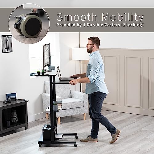 VIVO Black Mobile 28 inch Standing Desk Workstation, CART-V02DB