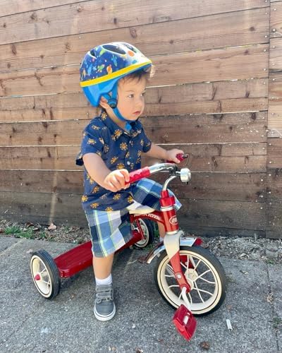 Radio Flyer Classic Pink Tricycle, for Ages 2-4, 10" Front Wheel, Bell | Steel Frame, Adjustable Seat, Rubber Tires, Chrome Details, Rear Step, Controlled Turning Radius, Tricycle for Toddlers