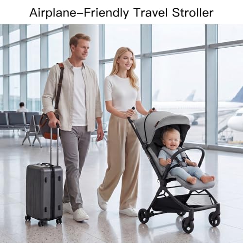Gromast Travel Stroller for Airplane, Ultra Compact & Lightweight – Only 9.9 lbs, Portable Infant Toddler Baby Stroller, w/UPF 50+ Canopy - Black