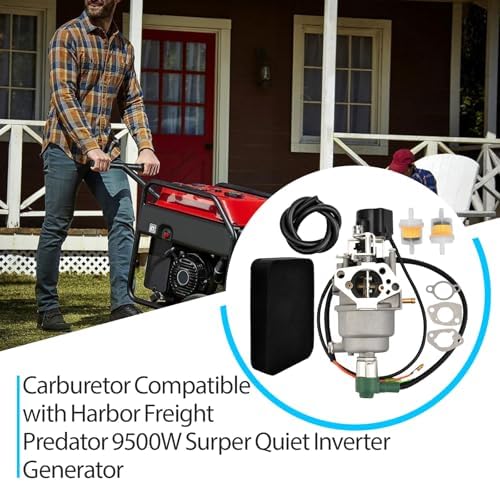 Carburetor Compatible with Harbor Freight Predator 9500W Quiet Inverter Generator Replace 57080 59188 with Air Intake Gaskets