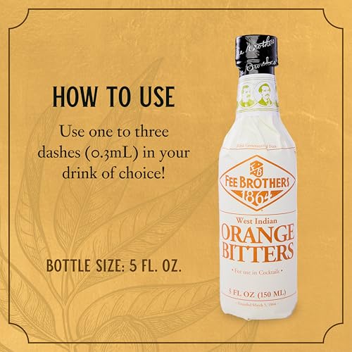 Fee Brothers West Indian Orange Cocktail Bitters, 5 fl oz (150ml) | Aromatic Cocktail Mixer & Concentrated Flavoring, Gluten Free, Vegan-Friendly