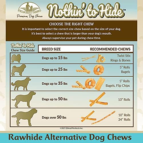 Fieldcrest Farms 3 Pack of Nothin' to Hide Chicken Rings and Bones, 12 Count Each, Rawhide Alternative Dog Chews