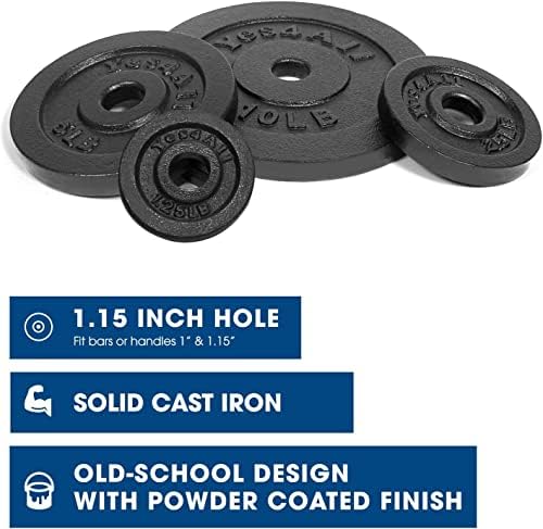 Yes4All Cast Iron Weight Plates, 1.15-Inch Standard Hole Weight Plate Set of 4 & 8, Fits Dumbbell Handles for Strength Training