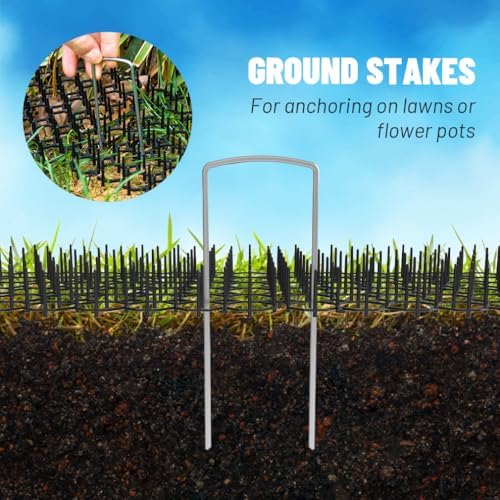8.5 X 6.5 Inch Scat Mat for Cats with 12 Garden Staples & 12 Ties, 24 Pack Cat Deterrent Mat for Garden Fence & Animal Barrier