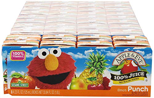 Apple & Eve Sesame Street Big Bird's Apple Juice, 4.23 Fluid-oz, 8 Count, Pack of 5