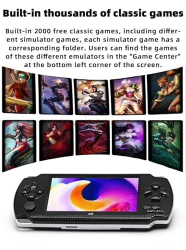 JXD Handheld Game Console 4.3 inch 8GB Built in 2000 Games for Multiple Simulators X6 Retro Video Game Console Mp3/4/Ebook TV Out Mini Hand Portable