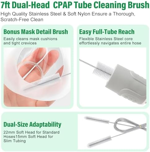 9 Pack CPAP Cleaning Kit with Hose Dryer, Fits 15mm & 22mm Hose | CPAP Cleaner Supplies, 10-Speed Control Dryer, 7ft Tube Cleaning Brush