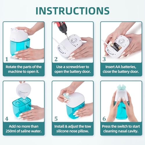 Nasal Irrigation System with 30 Saline Packets, Sinus Rinse Machine, Nose Sinus Cleaner Machine with Water Tank & Waste Collection Tank - Blue