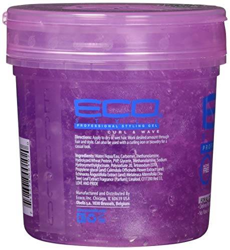 Ecoco Eco Style Hair Gel - Curl And Wave - Anti-Itch, Alcohol-Free Formula - Perfect Hold For Angled Or Tapered Sides - Ideal For Wavy Hair - No Flakes - Not Animal Tested - Moisturizes - 8 Oz