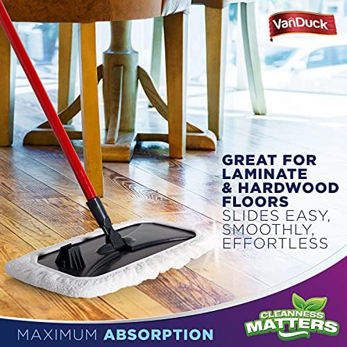 VanDuck 100% Cotton Terry Mop Pads 15x8 Inches, 3-Pack (Mop Not Included) | Reusable terry cloth mop covers, cotton replacement pads
