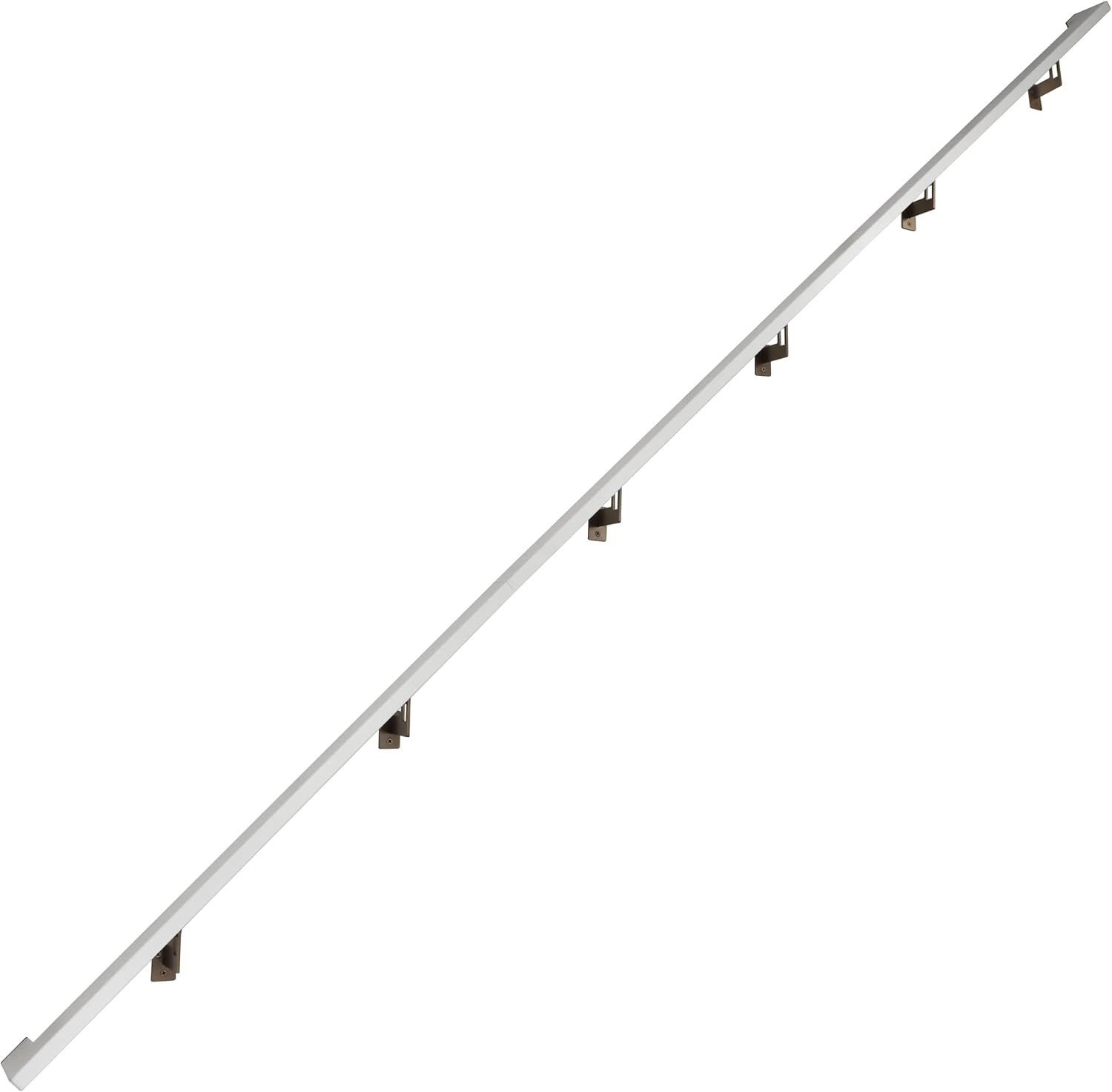 Modern Aluminum Handrail Grab Bar Kit, Adjustable Steel Brackets Included, Returns to Wall, Powder Coated Finish (Black, 4 Foot Handrail Set)