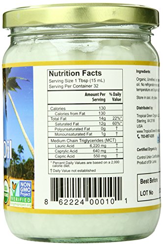 Tropical Green Organics Virgin Coconut Oil, 16 Ounce