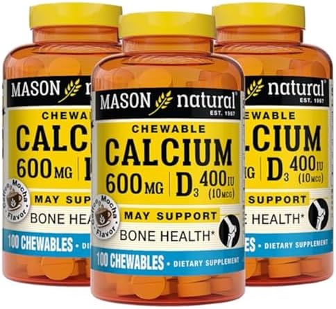 MASON NATURAL Calcium 600 mg with Vitamin D3, 300 Day Supply, Supports Healthy Bones & Normal Muscle Function, Coffee Mocha Flavor