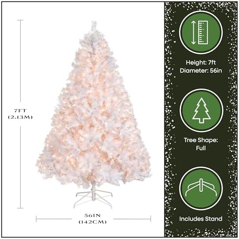National Tree Company 7.5ft Pre-Lit Winchester Pine Christmas Tree | 500 Clear Lights, 1,198 Tips, Includes Stand, Artificial, Green