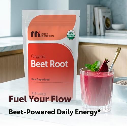 Micro Ingredients Organic Beet Root Powder, 4 Pounds | Nitric Oxide Supplement for Men & Women | Water Soluble, Highly Concentrated Raw Beet Supplement | Superfood Drink Mix | Non-GMO, Plant Based