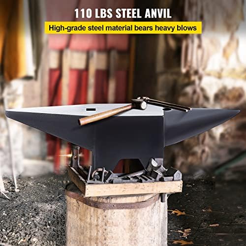 VEVOR Blacksmith Anvil 55 lbs (25 kg) Single Piece of Iron with Square Holes Ideal for Metalurgical and Blacksmiths in Metal Workshop and for
