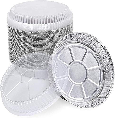 14 Round Aluminum Pans with Dome Lid, 9 Inch Heavy Duty Tin Foil Pans, Perfect for Reheating, Baking, Roasting, Meal Prep, To-Go Containers