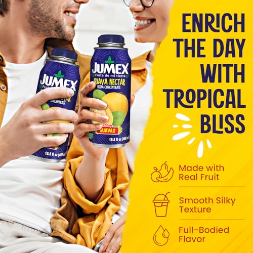 Jumex Mango Nectar Lata Botella - Made with Fresh Fruit Puree - Mango Juice Concentrate for Tropical Fruit Smoothie Mix, Cocktail Mixers & Kids Beverages - 15.5oz, 12 Pack Resealable Juice Bottles