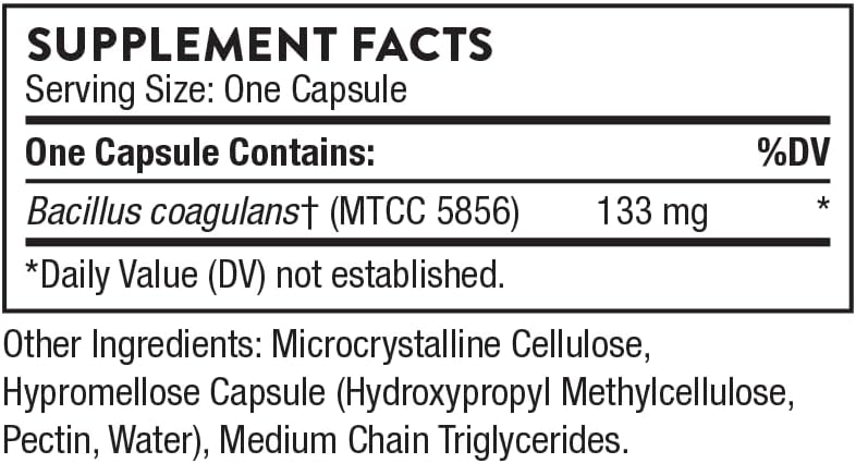 THORNE Bacillus Coagulans, Shelf-Stable Vegan Probiotic, 60 Capsules | Supports GI Function & Regularity, Helps Ease Occasional Gas, Bloating