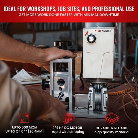 StripMeister E350x Electric Automatic Wire Stripping Machine – Wire Size Up To Ø1", Jam-Free